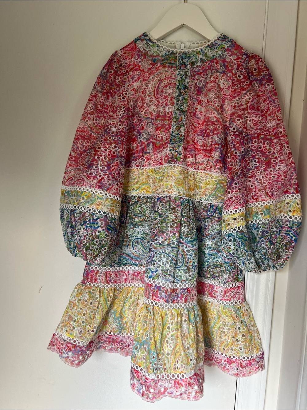 Girls' Multicolor Floral Eyelet Tiered Dress - Brand Unknown